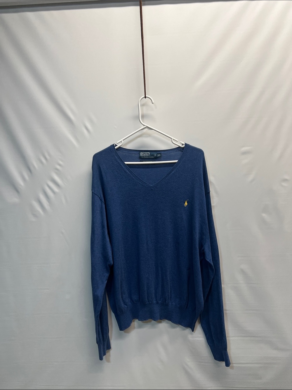 Polo Ralph Lauren Men’s XXL Blue Pima Cotton V-Neck Sweater